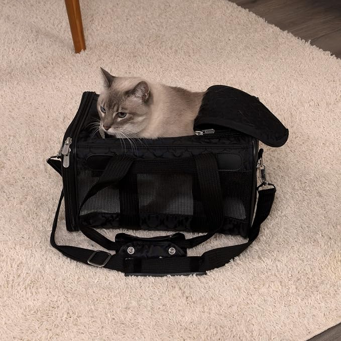 Sherpa Original Deluxe Travel Pet Carrier, Airline Approved & Guaranteed On Board - Black Lattice, Small - Image 2