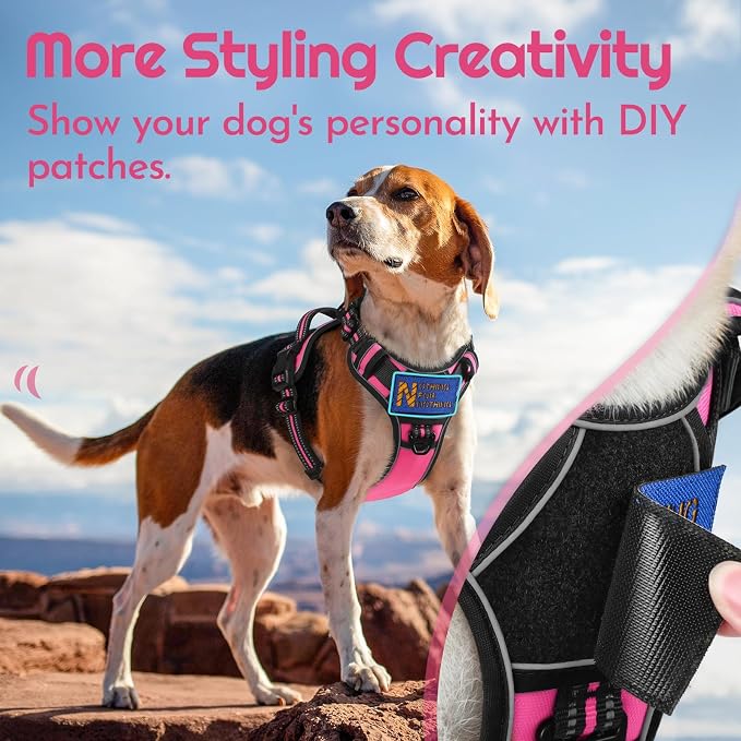 Eagloo Dog Harness No Pull for Large Dogs, Easy On & Off with 3 Buckles | No Choke with Front Clip, Adjustable Fit, MOLLE System, Reflective Vest, Easy Control for Walking, Pink & Black, X-Large - Image 8