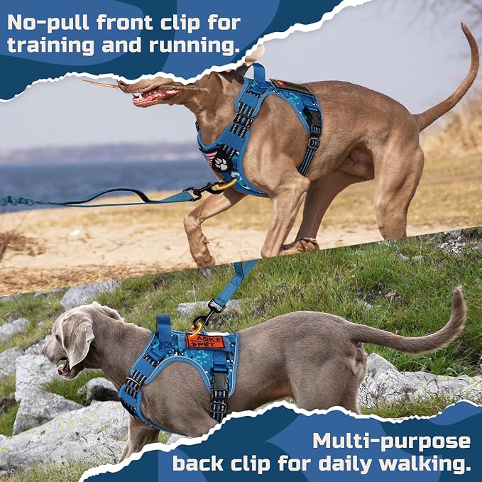 rabbitgoo Tactical Dog Harness for X-Large, No Pull Military Service Vest | Molle & Handle, Heavy Duty, Adjustable, Reflective Straps, Easy Control for Training Walking, Blue Camo, X-Large - Image 5