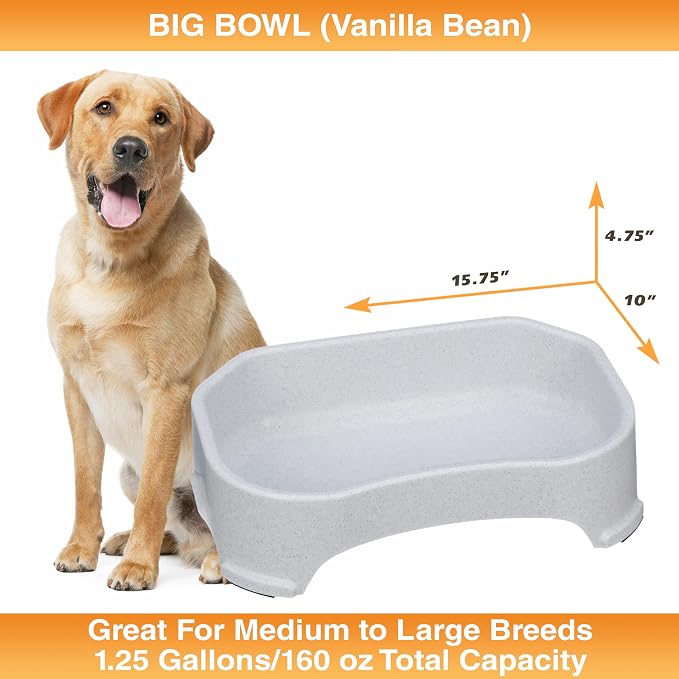 Neater Pet Brands Extra Large Water Bowl for Dogs, Outdoor Dog Water Bowl (1.25 Gallon XL Capacity), Big Trough Style Food Dish for Indoors or Outside, No Spill Large Dog Bowls, Vanilla Bean - Image 6