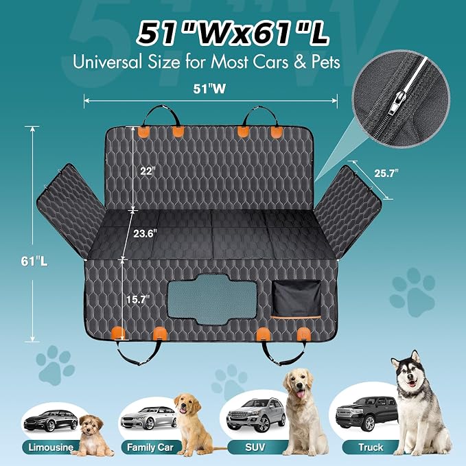 Chumajor L Back Seat Extender for Dogs,Hard Bottom,Waterproof,400 lb,Black | Dog Hammock for Car Fits Most Cars & SUVs with Foldable Design, Non-Slip Base and Easy Installation - Image 4