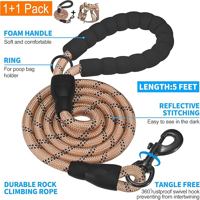 Beebiepet Heavy Duty Tactical Dog Harness for Small Dogs, No Pull Adjustable Pet Harness Reflective Service Training Easy Control Pet Vest Military K9 Working Dog Harnesses- Medium, Desert Camo - Image 5