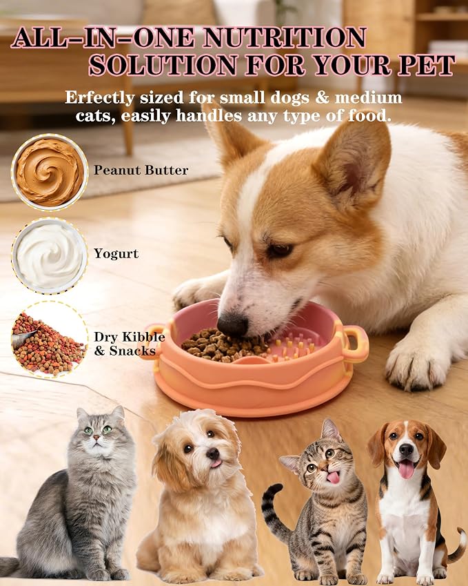 Silicone Slow Feeder Dog Bowls - Anxiety Relief Dog Lick Bowl Dog Slow Feeder Bowl for Puppy Small Dog & Cat - Image 4