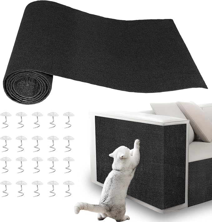 Cat Scratch Pad for Wall, Scratch Furniture Protector(78.7”×15.8”) | Cuttable and Adhesive Cat Scratching Mat, Fun Interactive Scratcher (Black) by Unknown