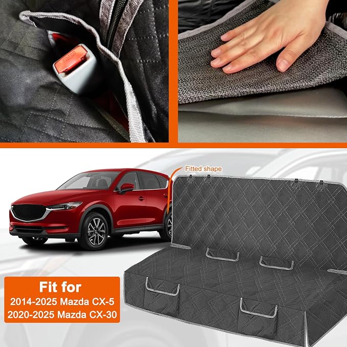 Dog Car Seat Cover for 2014-2025 Mazda CX-5 2020-2025 Mazda CX-30 | Waterproof Pet Bench Seat Cover for Back Seat, 600D Heavy Duty Scratch Proof Nonslip Truck Seat Covers for Dogs - Image 2