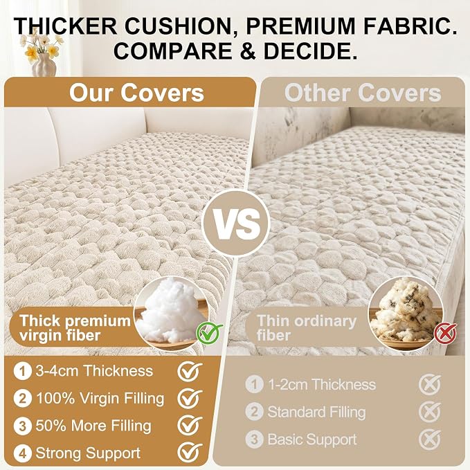 Smiry Non Slip Couch Covers for Dogs, Scratch Resistant Pet Sofa Protector | Machine Washable Soft Fuzzy Thick Furniture Cover for Sofa Loveseat Sectional Large Dogs, Apricot, 43" x 82.7" - Image 4