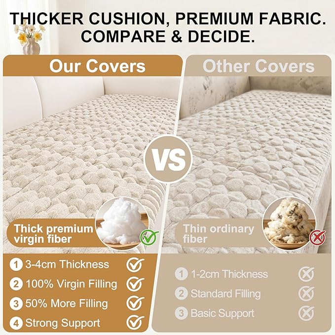 Smiry Non Slip Couch Covers for Dogs, Scratch Resistant Pet Sofa Protector | Machine Washable Soft Fuzzy Thick Furniture Cover for Sofa Loveseat Sectional Large Dogs, Apricot, 27.6" x 88" - Image 4