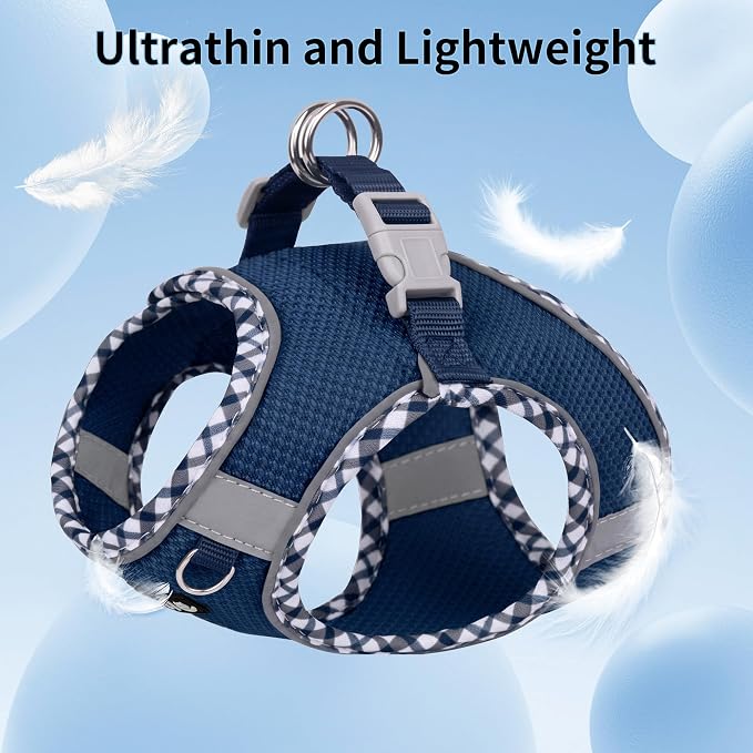 Small Dog Harness and Leash Set Strong Magic Tape, Navy-Blue, XS | No Pull Step-in Vest for Puppy, Breathable Mesh, Reflective & Escape-Proof Design, Outdoor Use for Chihuahua, Maltese - Image 5