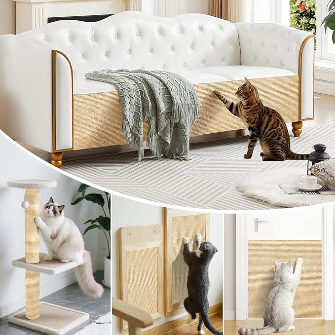 cat Scratch Furniture Protector(Khaki, 39.3x15.8Inch) | Self-Adhesive , Trimmable , Anti-Scratch for Couch & Carpet Corners,Protects Furniture from Indoor Cats - Image 5