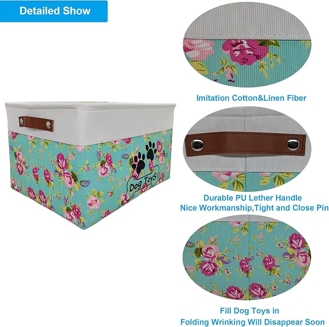 Large Dog Toy Basket Foldable Dog Toy Box Dog Toy Bin for Pet Chew Toys Accessory - Image 3