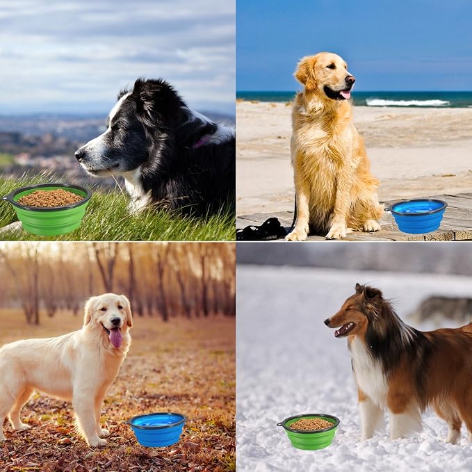 Comsun 2-Pack Extra Large Size Collapsible Dog Bowl, Foldable Bowls for Dog | Expandable Cup Dish for Pet Cat Food Water Feeding Portable Travel Bowl Blue and Green - Image 4