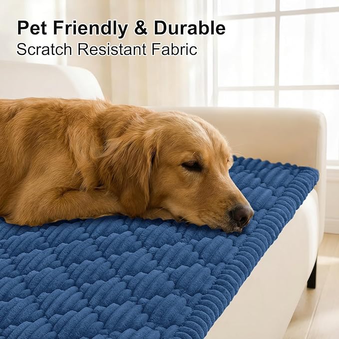 Smiry Couch Cover for Dogs Washable, Non Slip Fuzzy Pet Sofa Protector | Soft Thick Furniture Cover for Sofa, Loveseat and Sectional, Scratch & Pet Hair Resistant (Navy, 27.6" x 27.6") - Image 3