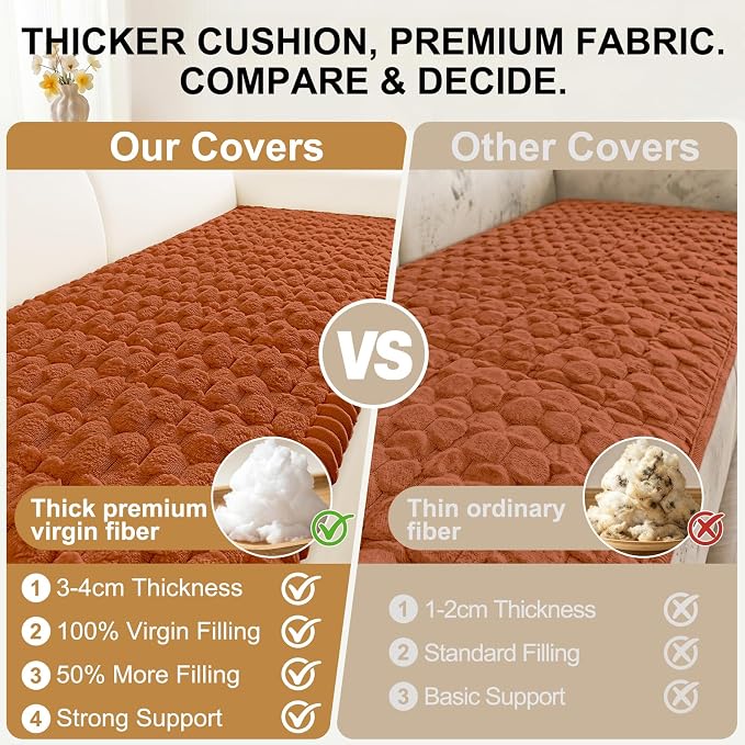 Smiry Non Slip Couch Covers for Dogs, Scratch Resistant Pet Sofa Protector | Machine Washable Soft Fuzzy Thick Furniture Cover for Sofa Loveseat Sectional Large Dogs, Rust, 27.6" x 70.9" - Image 4