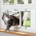 Adjustable Cat Door for Window, 31"-36" Quick Install | 4 Locking Modes Keeps Pets in/Out, Window Insert Design, Magnetic Closure, Weatherproof Aluminum Frame, Durable & Safe by Linvivon