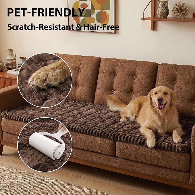 Fixwal Waterproof Flannel Dog Couch Cover, 27.6" x 47", Dark Brown | Integrated TPU Barrier, Non-Slip Backing, Machine Washable, Pet Friendly, Easy Clean Pet Hair, Soft Sofa Cushion Protector - Image 6