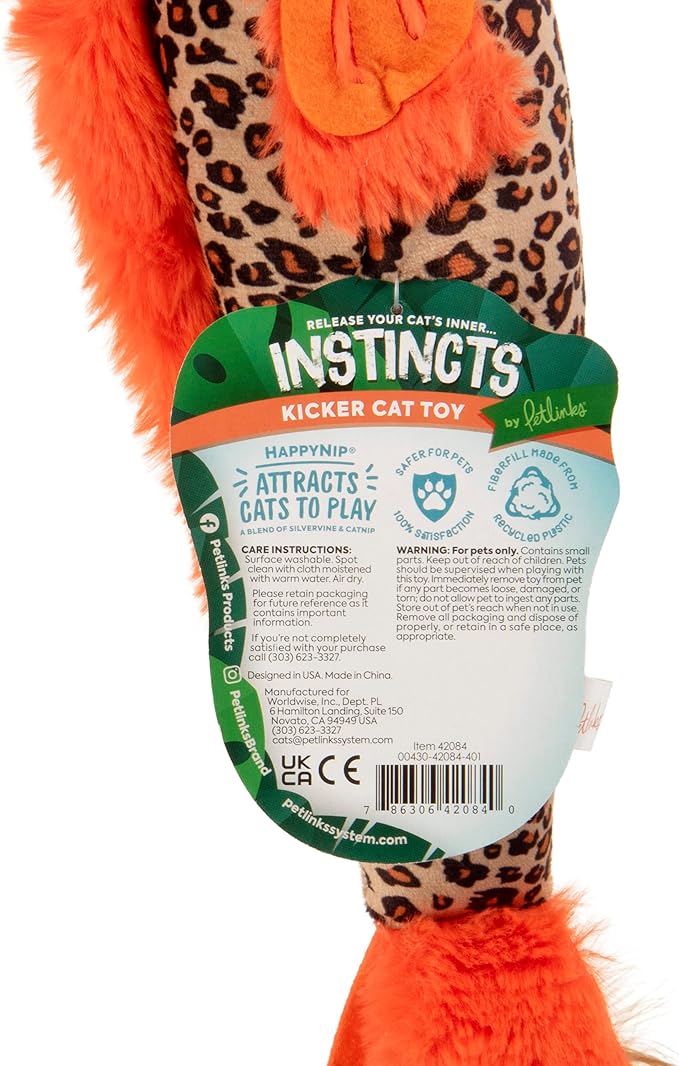 SmartyKat Instincts HappyNip Fin Frenzy Fish Kicker Crinkle Plush Cat Toy, Contains Catnip & Silvervine - Orange/Beige, One Size - Image 3