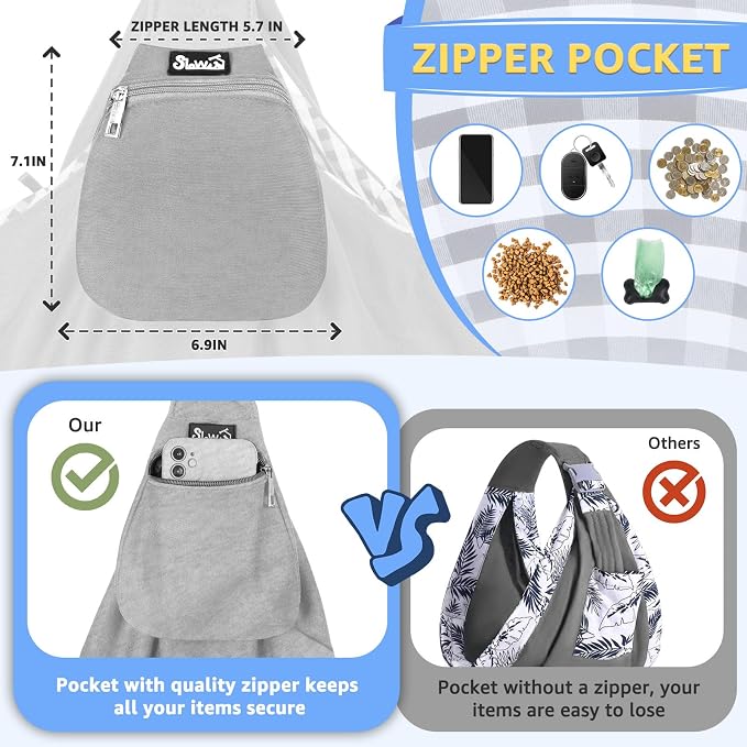 SlowTon Dog Carrier Sling - Thick Padded Shoulder Strap Adjustable, Cloud S | Dog Carriers for Small Dogs, Puppy Carrier Purse for Pet Cat with Front Zipper Pocket Safety Belt Machine Washable - Image 3