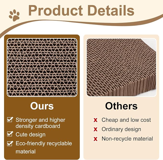 Cat Scratcher Pads, Cat Scratching Cardboard for Indoor Cats 14″Lx10.6″Wx0.6″H Dual-Side Corrugated Cats Scratching Post Reusable Supplies (2PCS) - Image 5