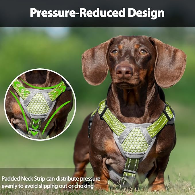 Escape Proof Dog Harness, Dachshund Harness, Reflective Dog Harness with Handle, Durable,Adjustable Vest for Small Medium Large Dogs Walking, Training, and Running Gear (Green,L) - Image 5