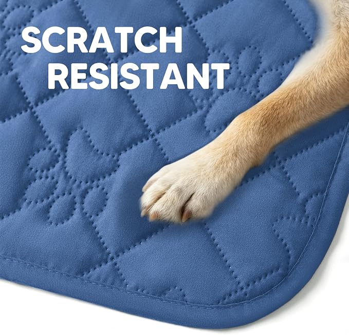 PAWFINITY Waterproof Bed Cover for Dogs, Pet Blanket for Mattress Washable | Paw Print Quilted, Hair Resistant, Anti Cat Scratch, Pee Proof Furniture Protector for Bed, Couch and Sofa, 52x82 Inch, Blue - Image 9