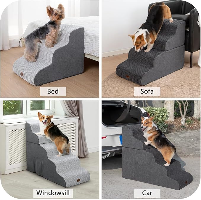 Garnpet Dog Stairs for Bed with Tunnel, 5-Step Dog Steps for Small Dogs and Cats, Non-Slip Indoor Pet Stair for Couch and Sofa, Dark Grey - Image 6