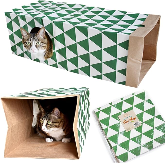 Cat Paper Bag Tunnel Toy Collapsible Tunnel for Rabbits, Kittens, Ferrets, Pet Paper House by JZMYXA