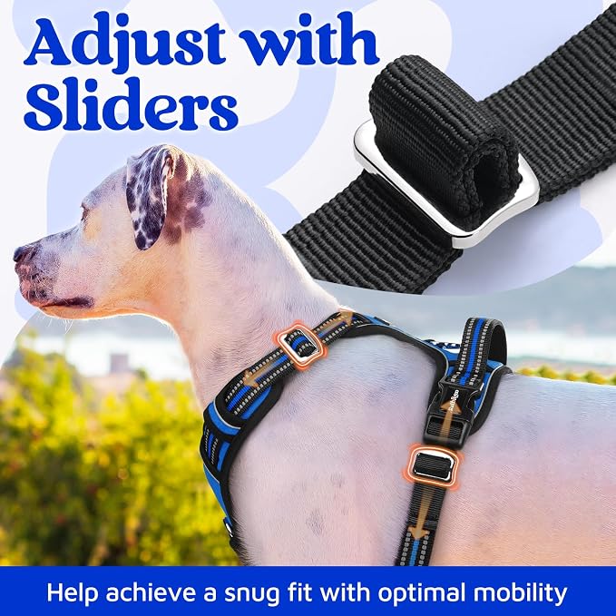 rabbitgoo Dog Harness for Large, No Pull 3 Buckles Easy On & Off | Soft Padded, Walking with Control Handle, Adjustable and Reflective, Royal Blue, X-Large - Image 5