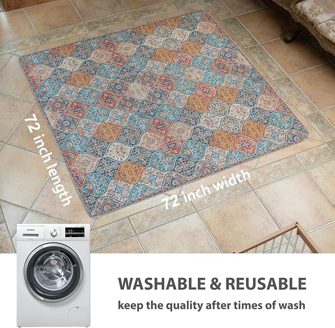 nunubaby Washable Pee Pads for Dogs, Stylish, Non-Slip and Leak-Proof Pee Pads. Reusable Potty Pads for Dogs for Crates and Floors.(Cream/Multi, 72" x72" ) - Image 4