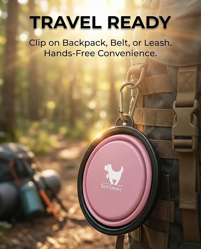 Collapsible Dog Bowls, 2 Pack Sturdy Portable Dog Water Bowls | Wear-Resistant TPE, Anti-Dust Foldable Travel Dog & Cat Bowls for Camping Walking Hiking with Carabiners - Image 8