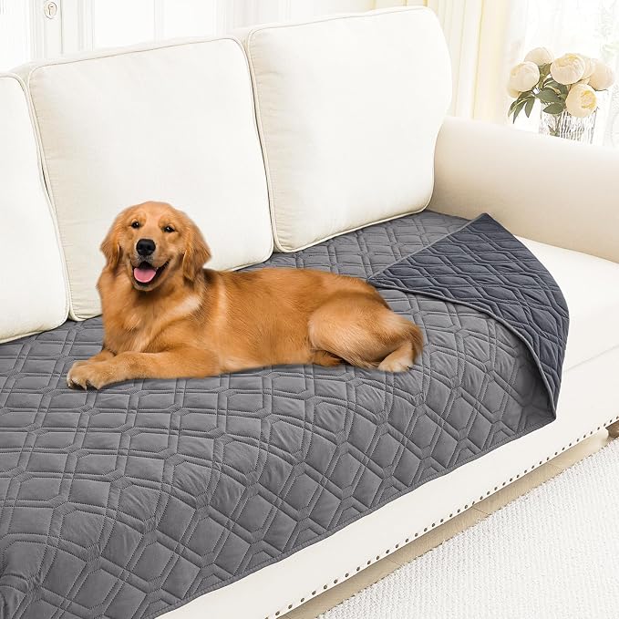 Smiry Reversible Waterproof Pet Couch Covers for Sofa | Washable Dog Couch Sofa Covers, Water Resistant Furniture Protector Slipcover, Geometric (30"x70", Grey/Dark Grey) by Smiry