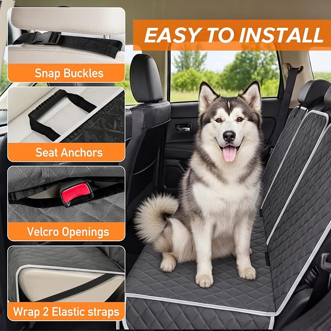 Dog Car Seat Cover for Back Seat, Fits Cars/SUVs/Trucks, M-Charcoal Grey - Image 3