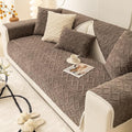 vctops Geometric Jacquard Plush Sofa Couch Covers Farmhouse Neutral Non Slip Sectional Couch Cover Soft Warm Sofa Slipcover for Dogs, Children, Pets Furniture Protector (Brown,28"x82") by vctops