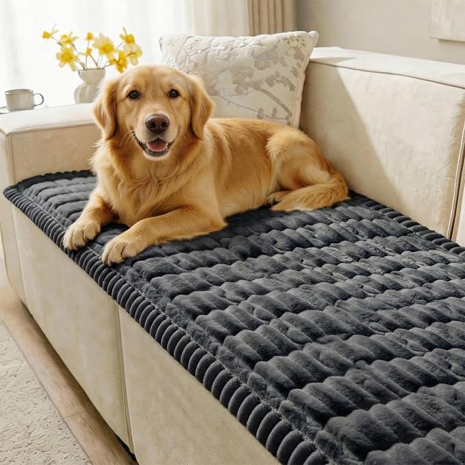 SureFit Couch Covers for Dogs,Non-Slip Washable Pet Friendly Sofa Protector | Non-Slip Paw Print Grip,Sofa Slipcovers for 2 Cushion Couch,Soft Thick Furniture Protector for Sofa Cushions(28x60"Dark Gray) by SureFitInc