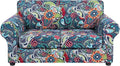 hyha Stretch Couch Cover, Sofa Covers for 2 Separate Cushion Couch Washable | Loveseat Cover, Floral Pattern, Printed, 3 Pieces, 2 Seater Furniture Protector with Elastic Bottom for Dogs, Pet Friendly by hyha