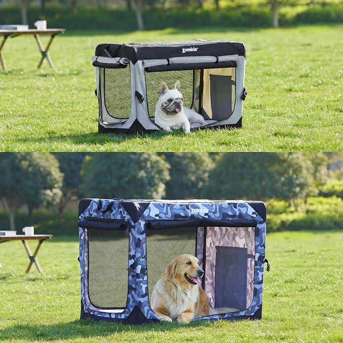 ZOMISIA XL Collapsible Dog Travel Crate for Large Dogs, Portable Dog Crate | Soft Sided,Easy Fold & Setup,Indoor & Outdoor Use,Breathable Mesh Windows,Built-in Leash,For Extra Large Breeds Up to 90 lbs - Image 3