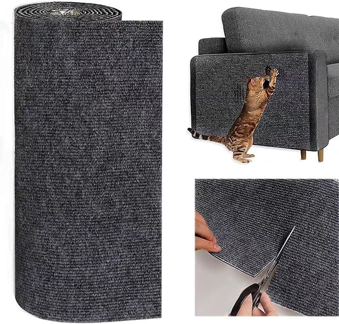 Cat Scratch Couch Furniture Protector, Dark Grey, 11.8"X39.4" | Adhesive, DIY Climbing, Deterrent for Furniture, Protects from Cat Claws Scratching Indoor by JOPOY