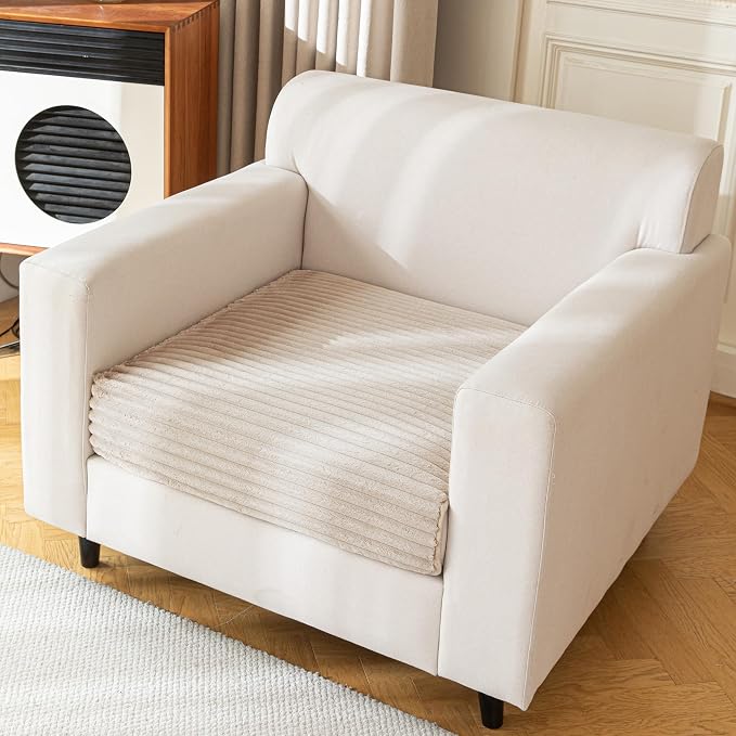 MYSKY HOME 100% Waterproof Couch Cover, Chair Cover for Dogs Washable, Non Slip Couch Headrest Covers Pet Friendly, Sofa Covers Slipcovers Furniture Protector Dog Bed Cover, Khaki, 35"x35" by MYSKYHOME