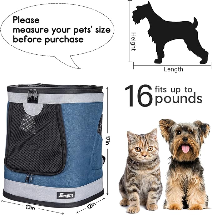 Jespet Soft Pet Carrier Outdoor Backpack for Small Dog | Safety Tether and Washable Mat, Ideal for Traveling, Hiking, Walking and Outdoor Activities, Fit Up to 15 Lbs - Image 3