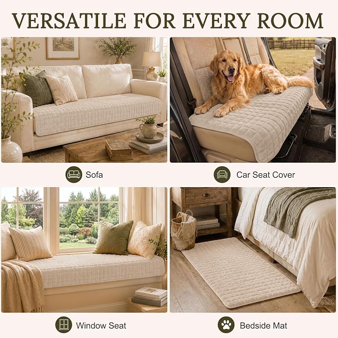 Smiry Velvet Couch Cover for Dogs, Non Slip Soft Sofa Protector for Pets | Washable Sofa Cover for Cats, Cozy Furniture Protector Against Pet Hair, Scratches, Fits Sectional Sofa(Apricot, 36"x82.7") - Image 7