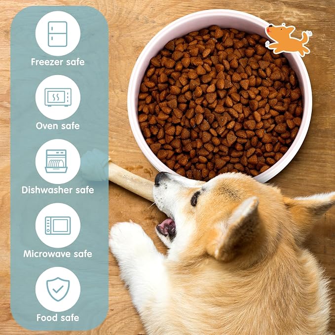 Maxcheck 2 Pcs 5 Inch Ceramic Dog Bowls Dishes for Small Dogs Cute Cartoon Pattern Puppy Cat Bowls Heavy Food Water Dishes for Pets Feeding Travel, Dishwasher Safe Microwave Safe (Gray) - Image 4