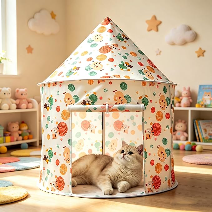 Cat Bad Pop Up Collapsible Yurt Tent, Pet Rest Hut for Indoor | Foldable Cats Cave Hideout Pet Toys ,Cat Rest Hut for Bunny, Guinea Pig, Ferrets, Puppy - Image 7