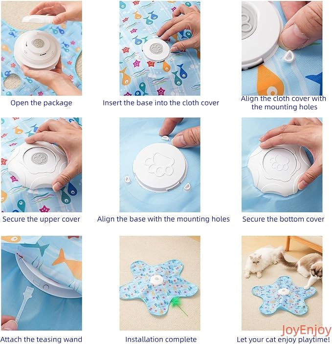 Hide and Seek Interactive Cat Toys, Puzzle Motion Activated for Indoor Cats | Cat Enrichment & Stimulating, Electronic Design, Moving toy play mat, USB & Battery Powered, 5-Hole, Multi-Cat, Bird Sound - Image 6