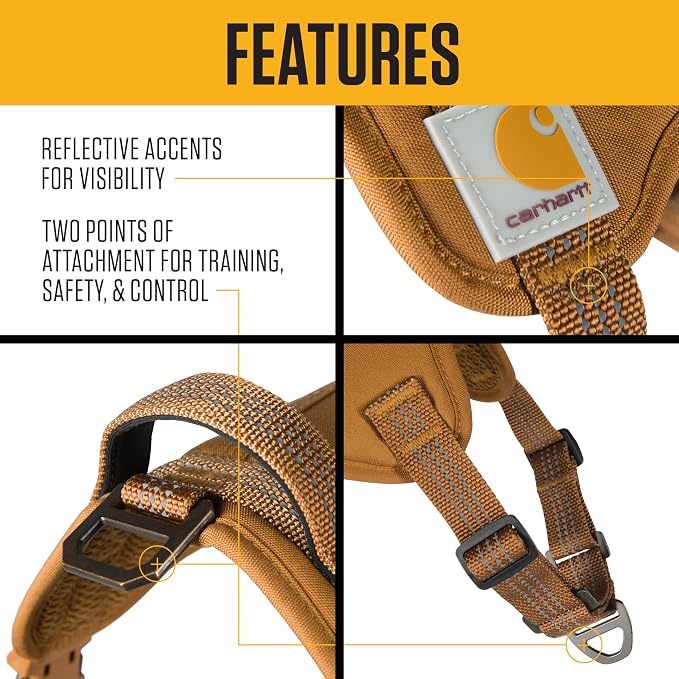 Carhartt Nylon Duck No Pull Dog Harness Port XL | Fully Adjustable Dog Harness with Quick Control Handle and Reflective Accents - Image 3