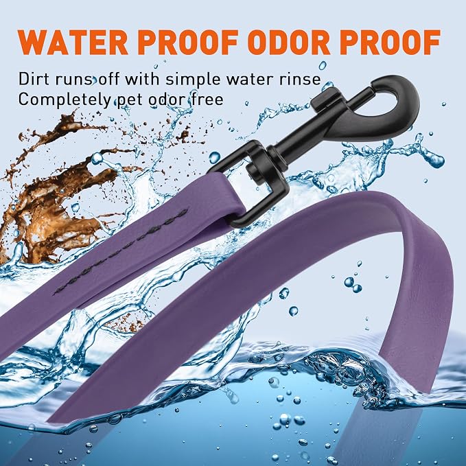 Dogline Biothane Waterproof Dog Leash Strong Coated Nylon Webbing with Black Hardware Odor-Proof Easy to Clean High Performance for Small or Large Dogs Made in USA 2 ft Lead, Violet Purple - Image 4