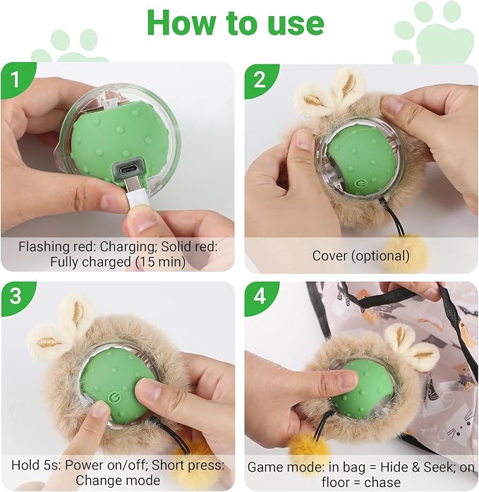 Cat Toys for Indoor Cats, Interactive Cat Toy for Adult Cats | Hide and Seek Play Mat for Bored Kittens, Automatic Rolling Ball with Real Bird Chirping, Motion Activated Rechargeable - Image 7