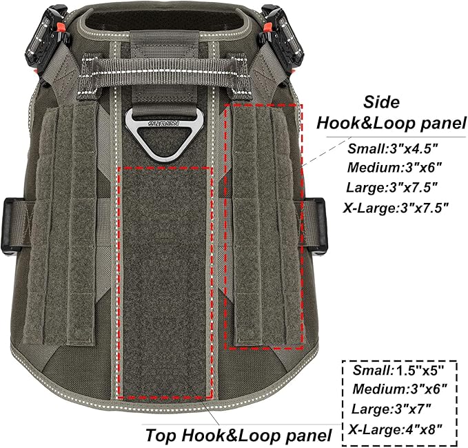 ICEFANG Tactical Dog Harness for Large Dogs,Reflective No Pull Dog Vest | with Control Handle,Adjustable,Front Hook,2 Leash Clips,Soft Padded,MOLLE Panel,Green,Large - Image 6