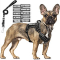 Tactical Dog Harness and Leash Set Medium Sized Dog+10 Dog Patches | Adjustable No Pull Service Animal Dog Vest with Dog Seat Belt,Padded Handles,Reflective Easy Walk for Training Hiking Black M by MOOGROUPETSFRIEND