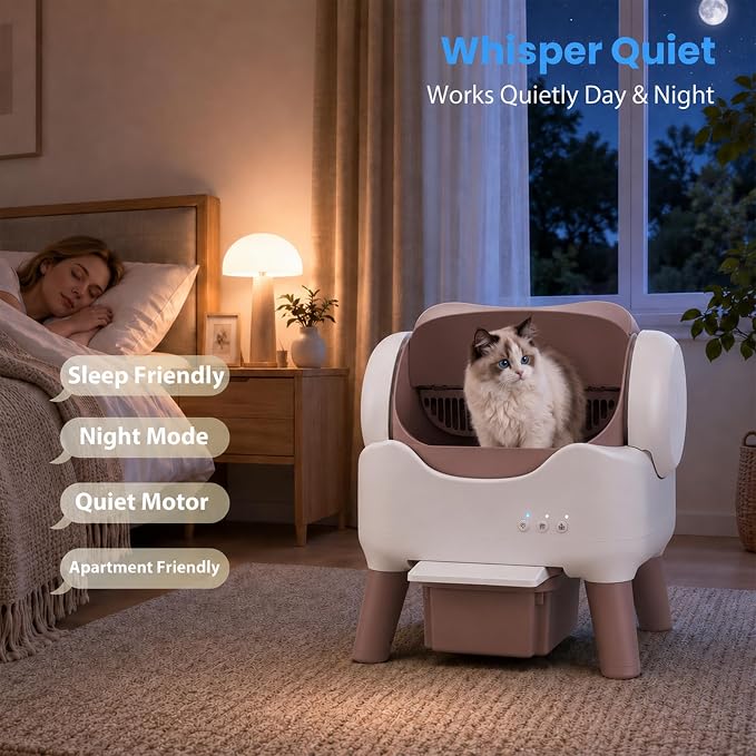 RPZ Automatic Cat Litter Box with APP Control, Open-top Design, 360° Safety Sensors, Self Cleaning Cat Litter Box for Multiple Cats, Litter Mat & 2 Rolls Refill Bags Included - Image 5