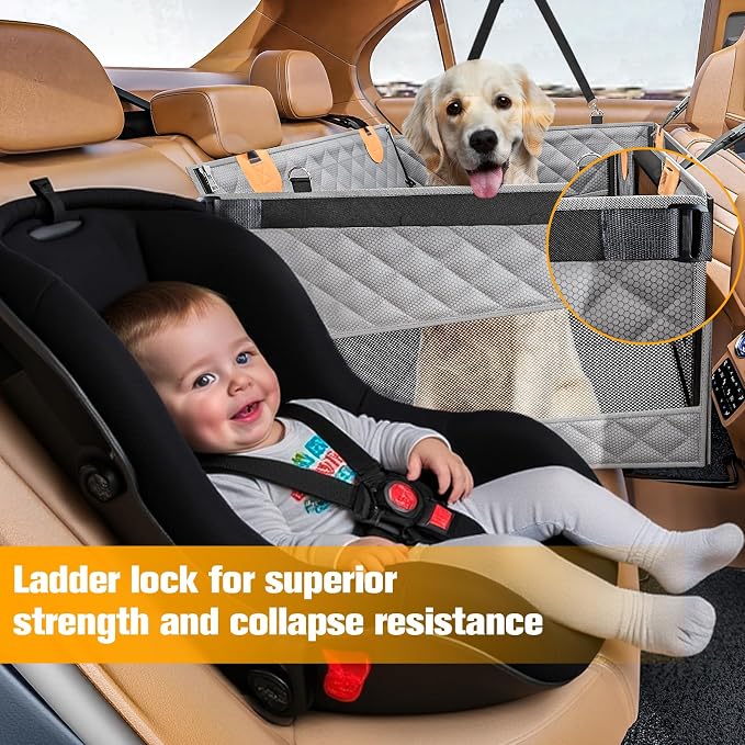 PETICON Large Dog Car Seat, Back Seat Extender for Dogs with Hard Bottom | Waterproof Medium Carseat for Dogs with 3 Mesh Windows, Pet Seat Cover for Cars, Trucks and SUVs - Image 5
