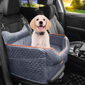 Dog Car Seat for Small Dogs Up to 25 lbs with 6-Inch Memory Foam Cushion | Elevated Booster Seat with Safety Belts, Storage Pockets and Removable Washable Cover for Front or Back Seats, Grey by EUHAMS